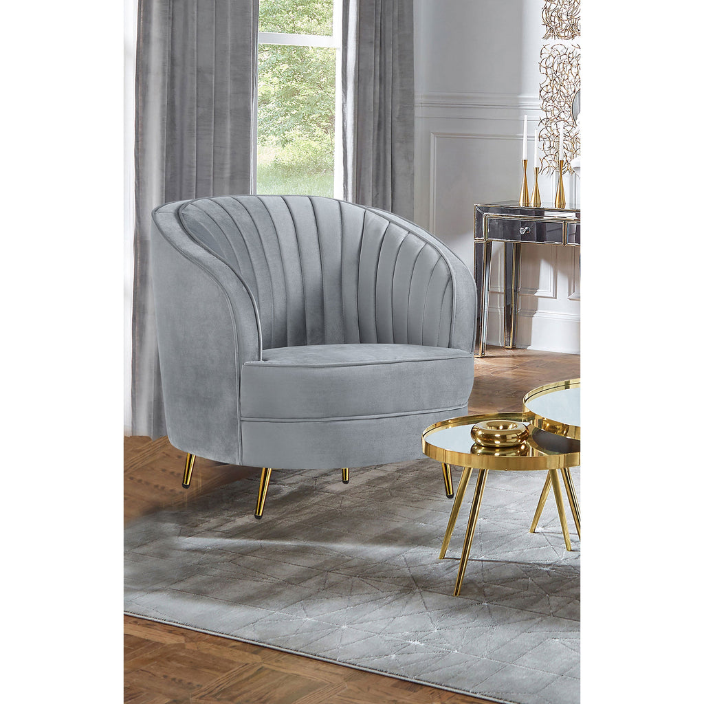 Grey Velvet Accent Chair