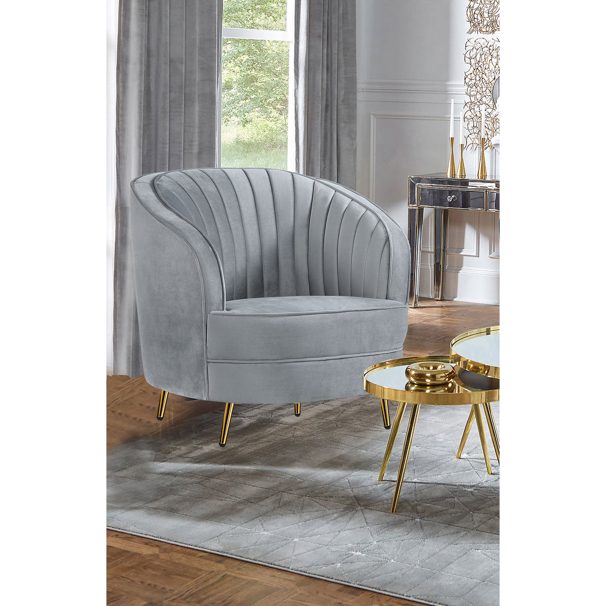 Grey Velvet Accent Chair