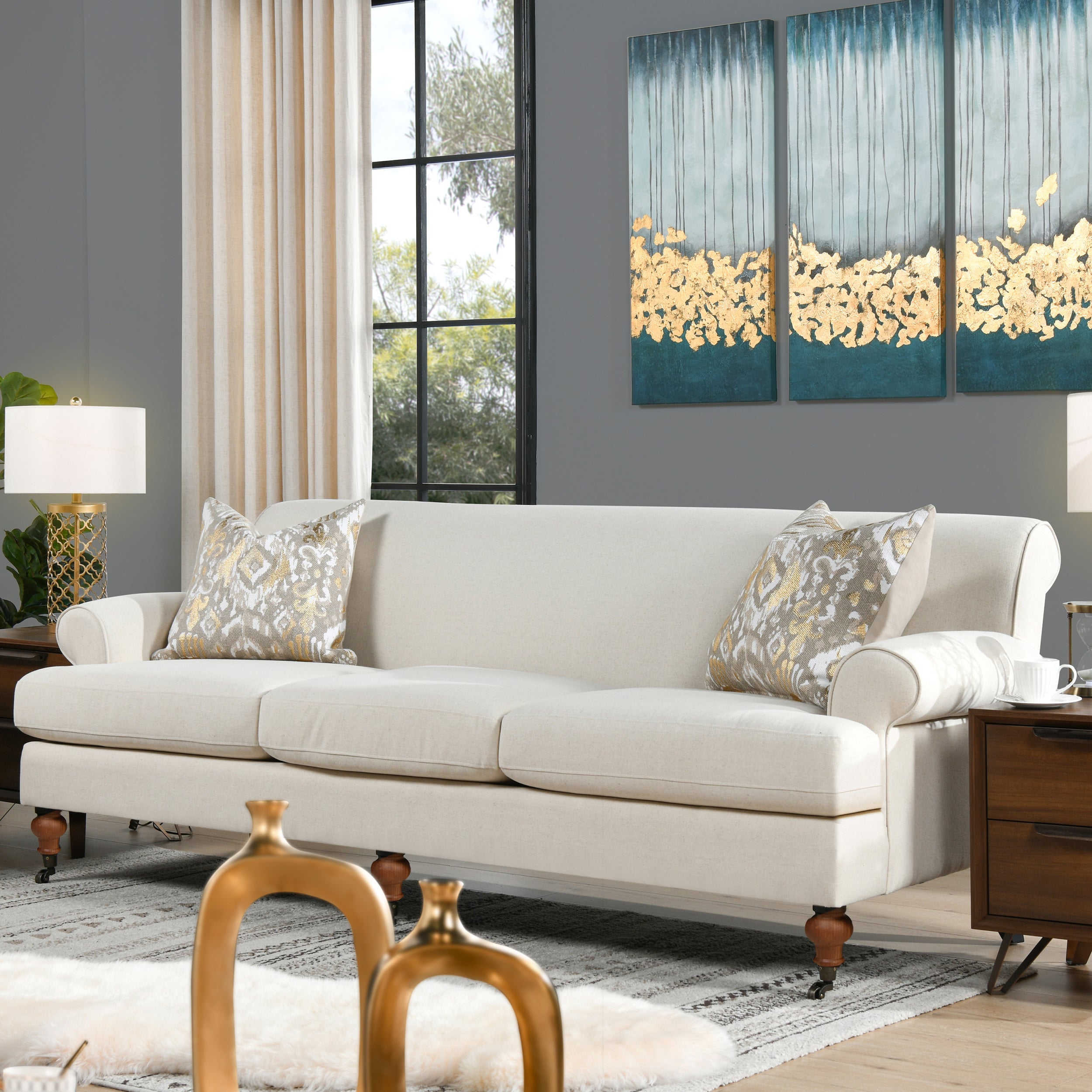 Alana Lawson Three-Cushion Tightback Sofa, Light