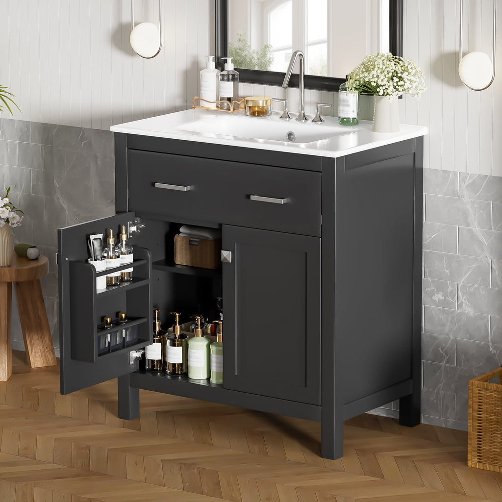 30" Bathroom Vanity with Ceramic Sink - Modern