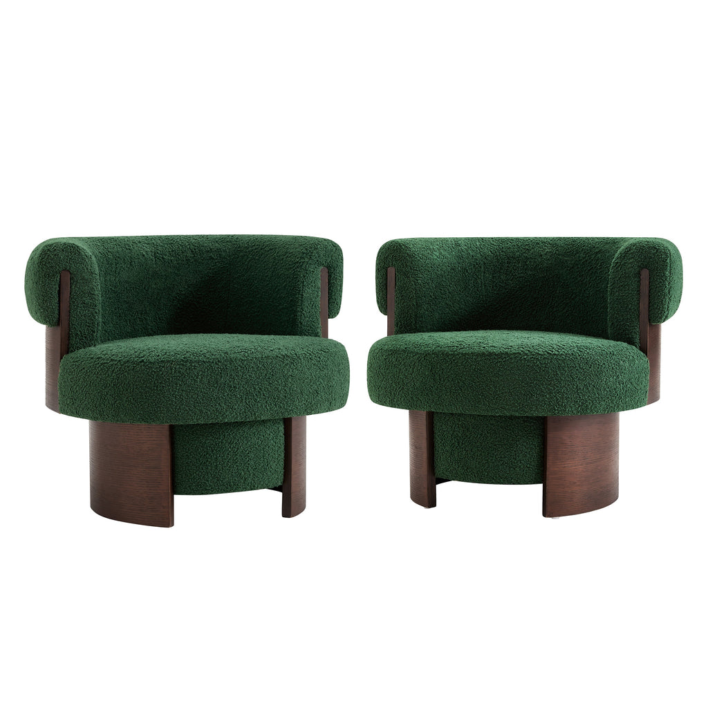 Modern 32'' Wide Curved Sculptural Swivel Barrel Chair, Set of 2