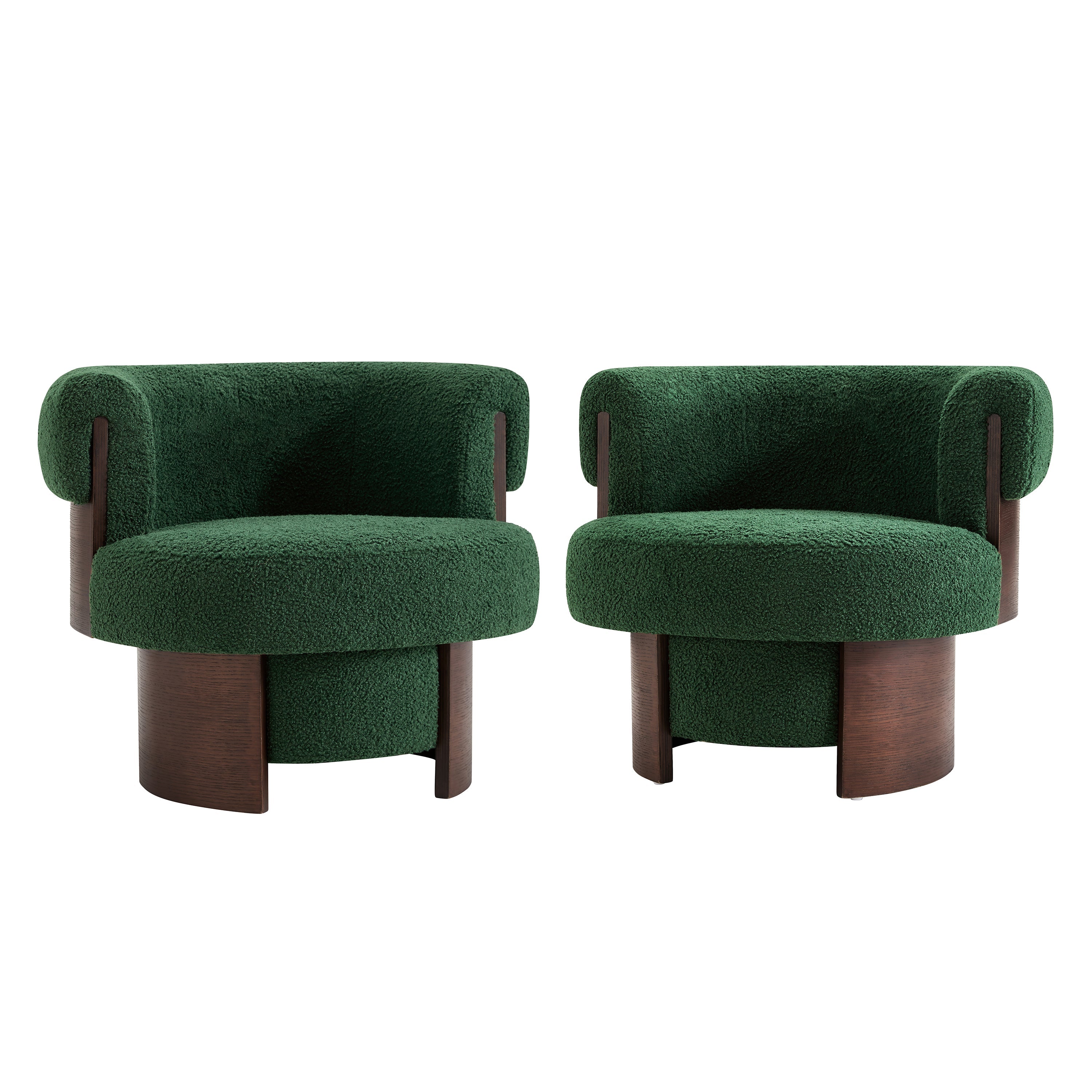 Modern 32'' Wide Curved Sculptural Swivel Barrel Chair, Set of 2