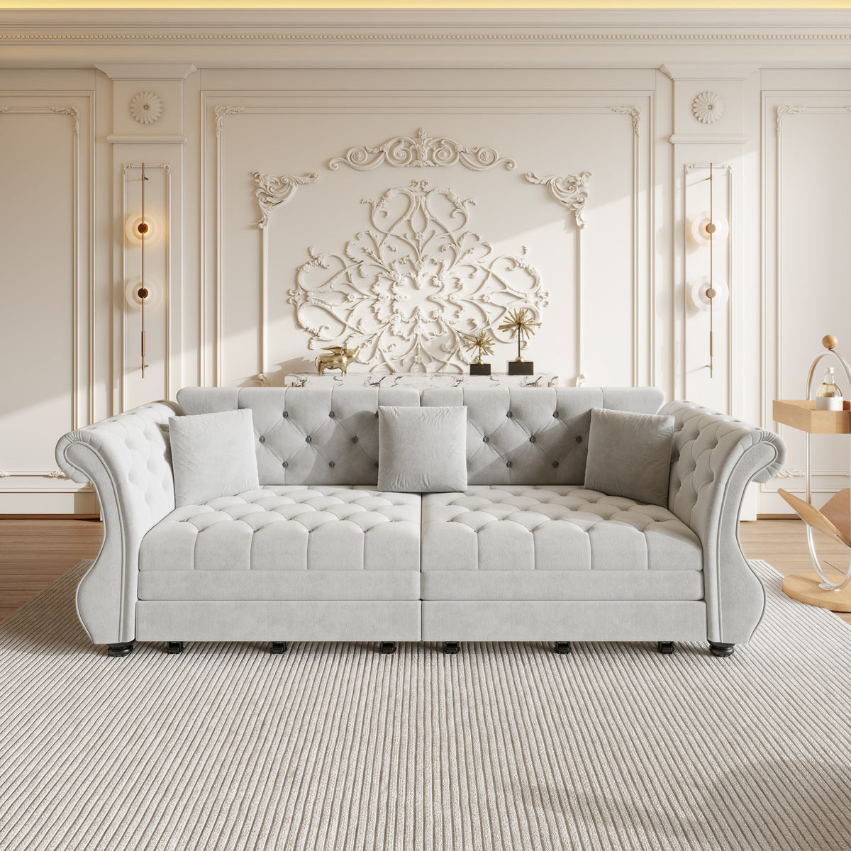97.6" Oversized Chesterfield Pull Out Sofa Bed