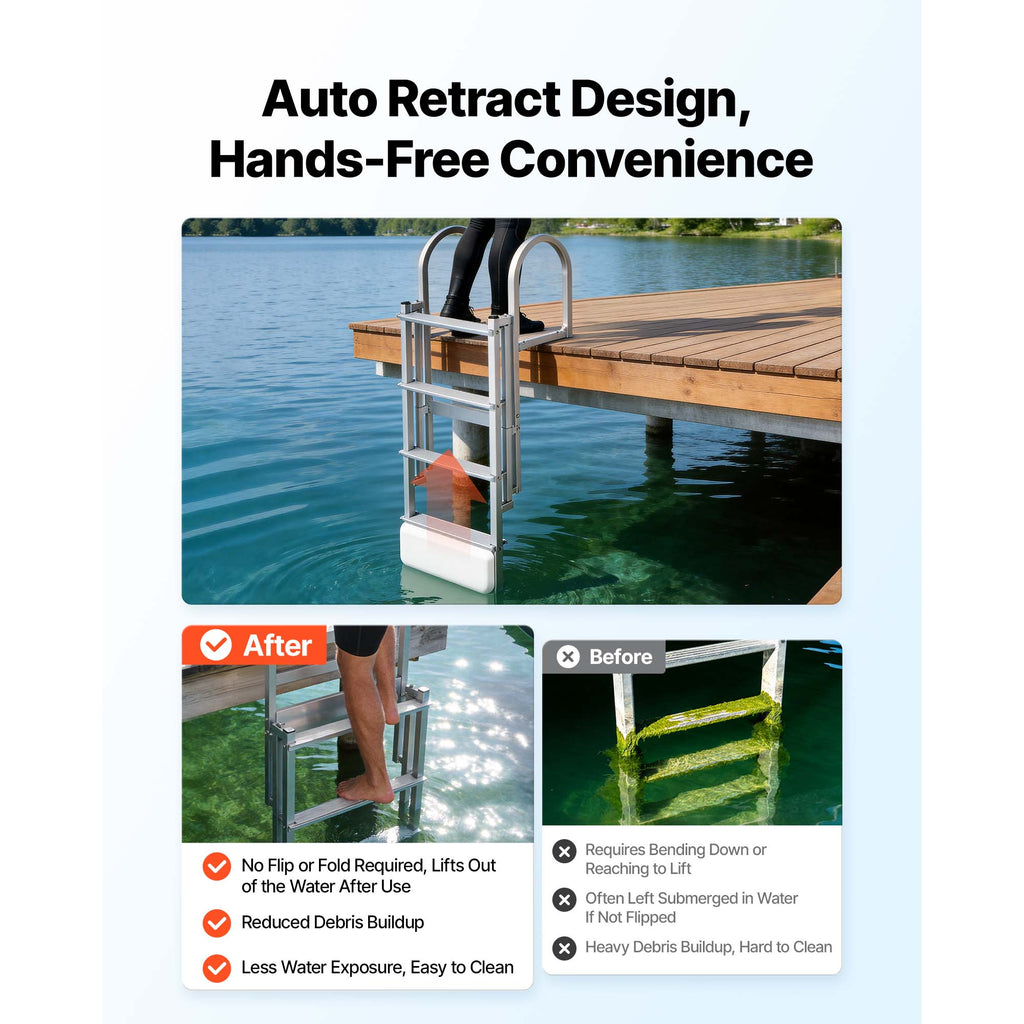 Retractable Dock Ladder with Auto-Lift Float