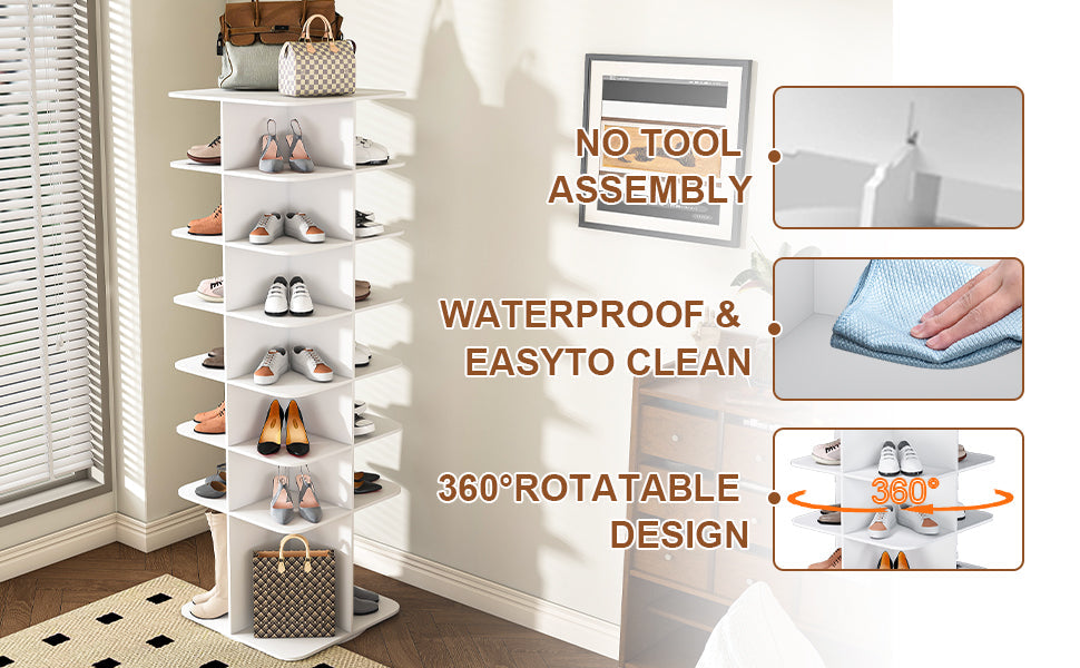 7-Tier Rotating Shoe Rack Tower