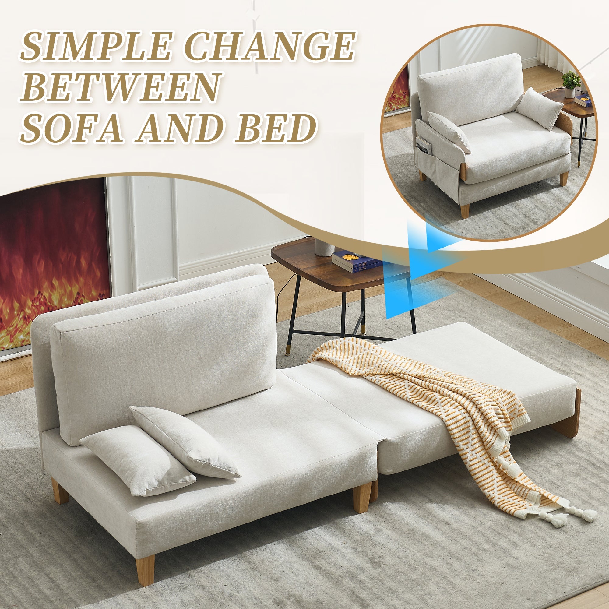 Foldable Sofa Bed Recliner - 3-in-1 Convertible Sleeper