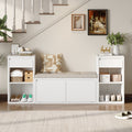 TREXM All-in-One Entryway Storage Bench with Cushion, Compartments & Drawers