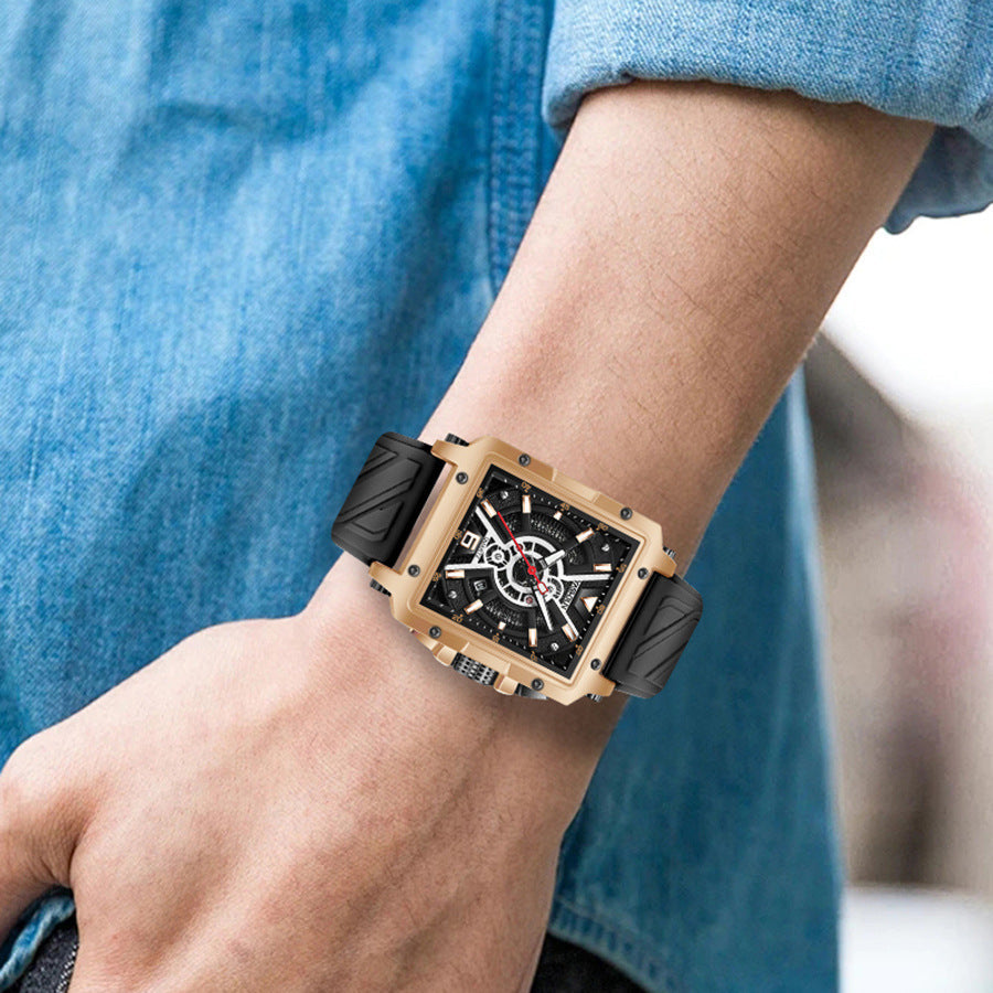 Fashionable Mens Watch With A Large Square Dial