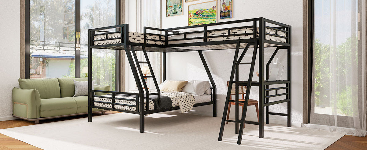Twin over Full Bunk Bed with Loft Bed and Desk