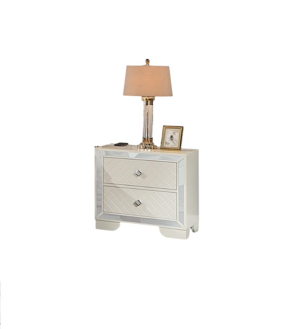 Queen Size Bed with LED and Two Nightstands