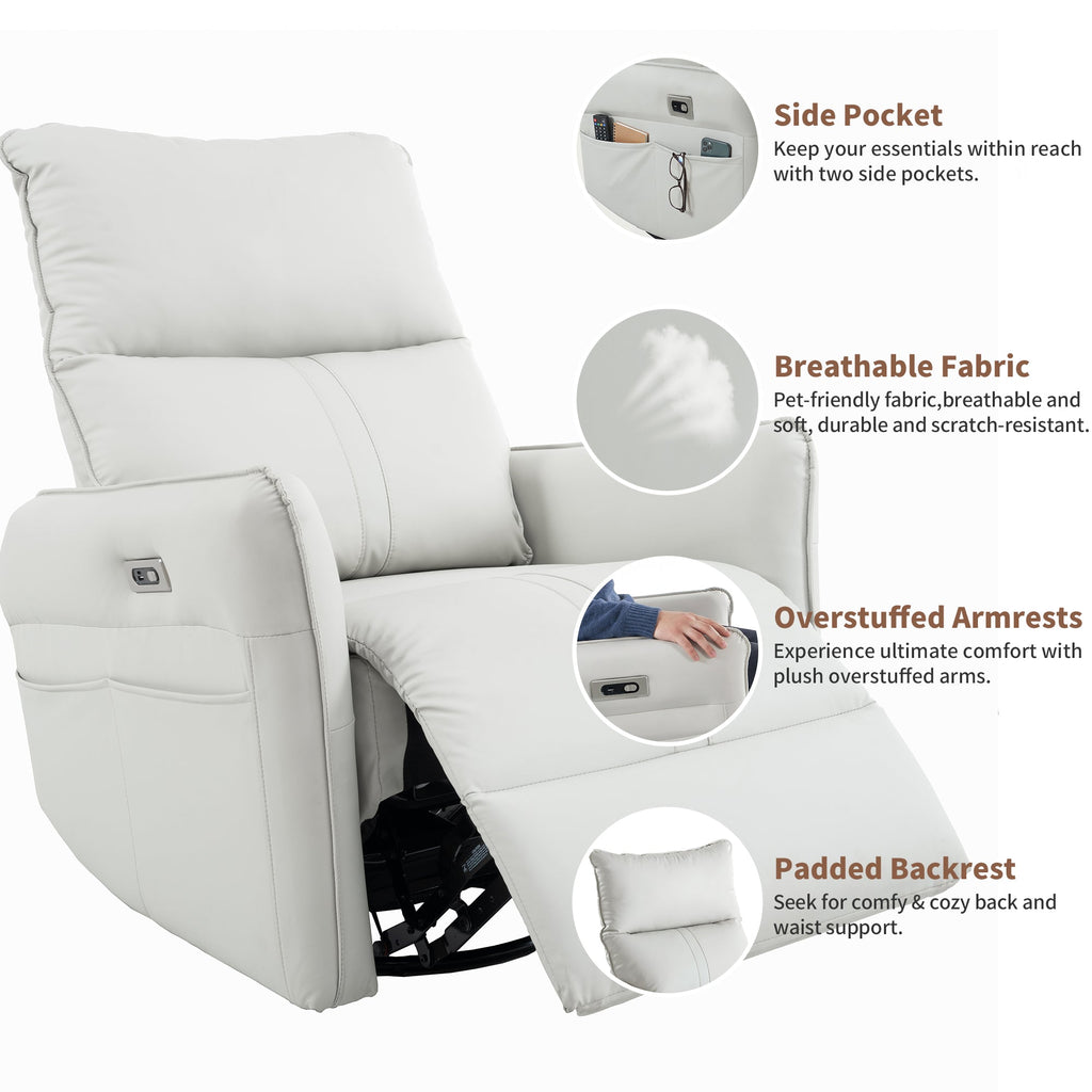 270° Power Swivel Rocker Recliner Chair