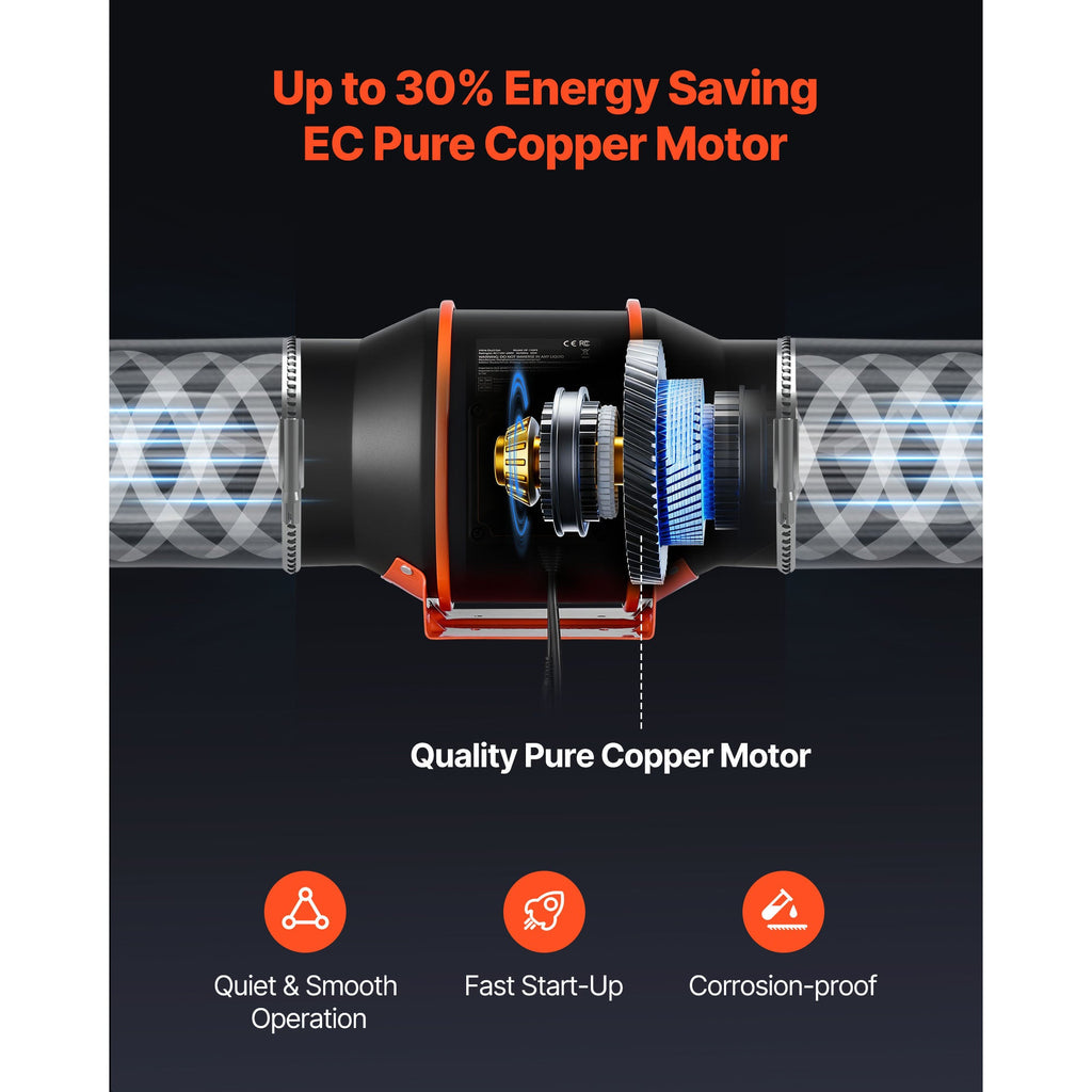 Inline Duct Fan - 402 CFM - 6 Inch EC Motor