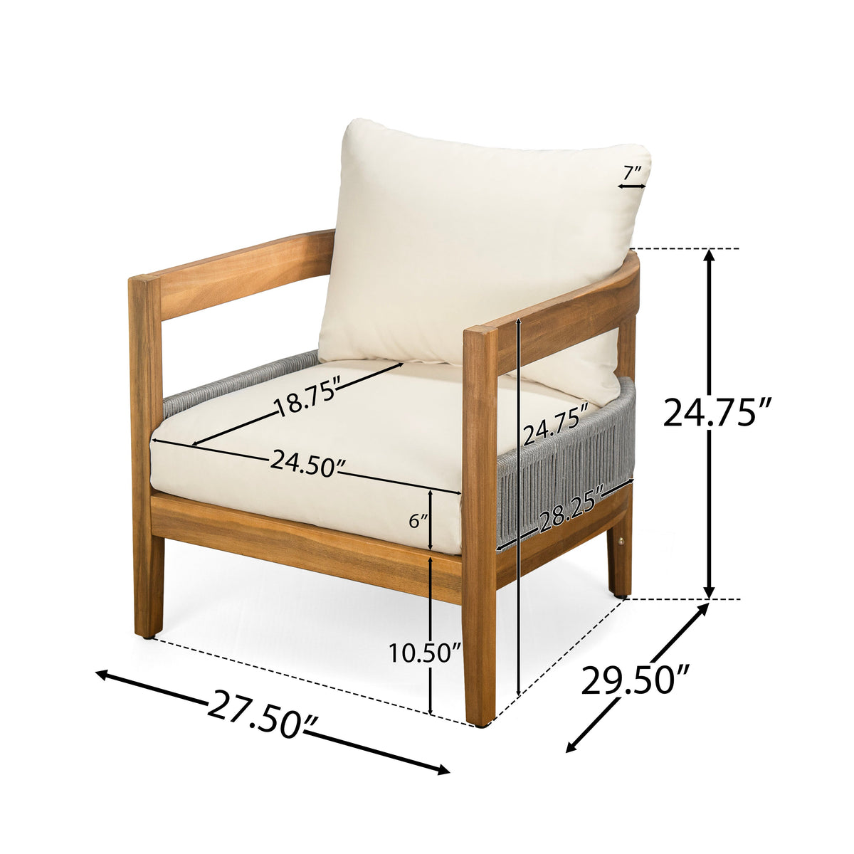 Porto Outdoor Club Chair And Concrete Travertine Side Table