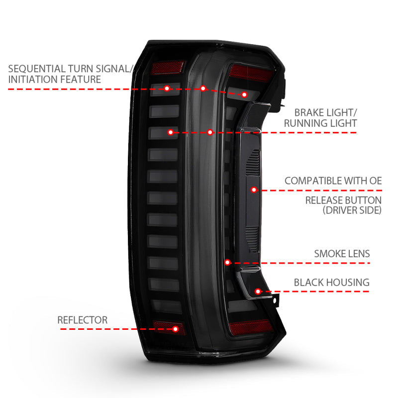 ANZO 22-24 Toyota Tundra Z-Series Full LED Tail Lights Smoke Lens Init/SeqSig- Pair 311455X