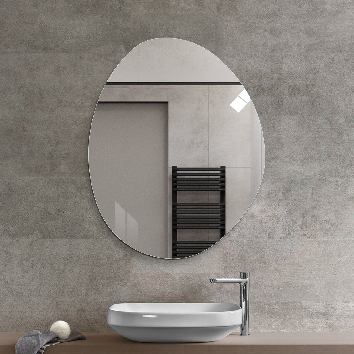 40 in. x 32 in. Modern Asymmetrical Bathroom Wall Mirror