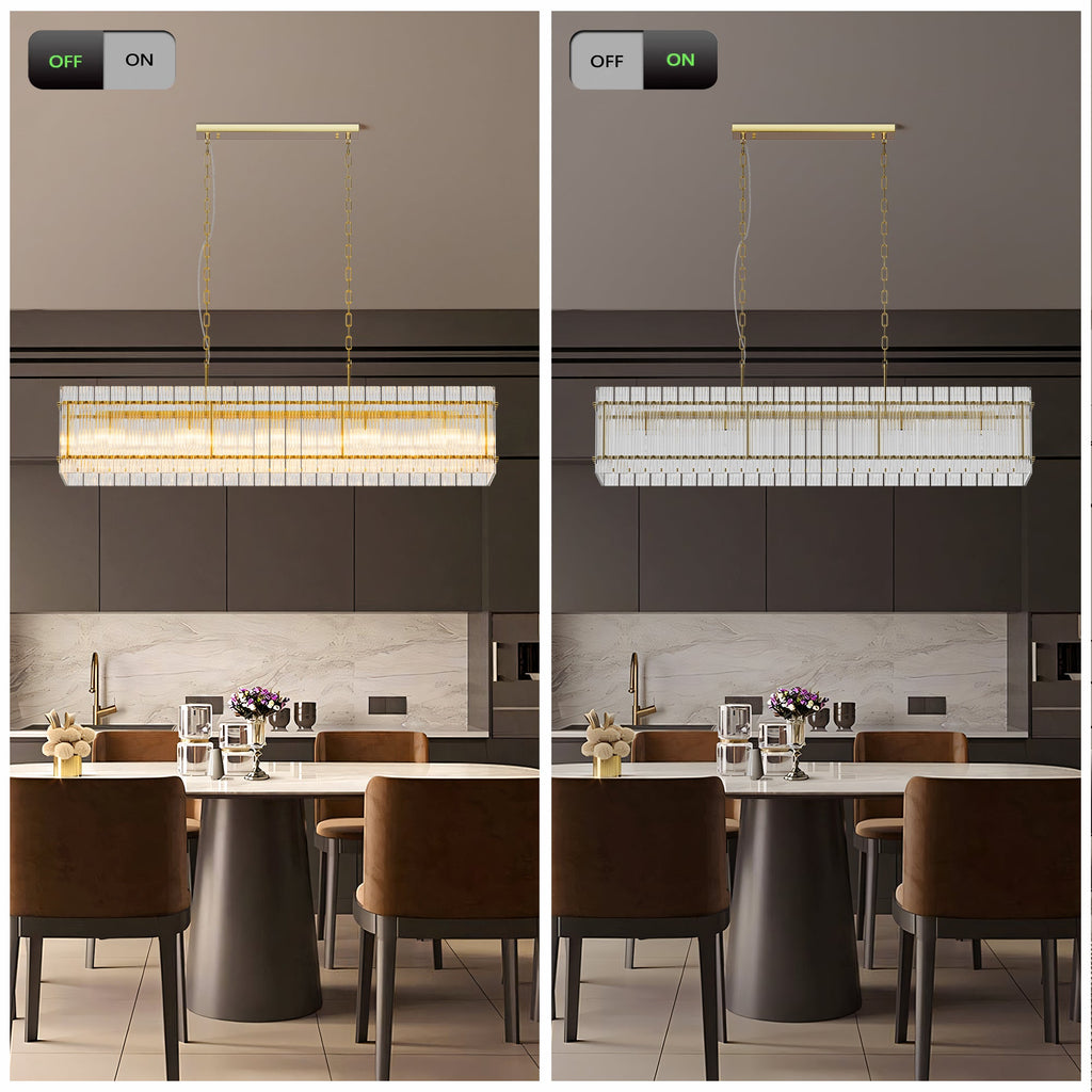 Modern Rectangular Crystal Glass Chandelier