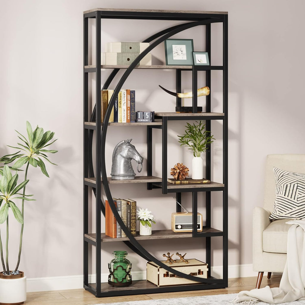 70.47" Height Industrial 5-Tier Vintage Etagere Bookcase