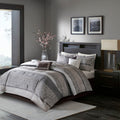7 Piece Jacquard Comforter Set Grey/Taupe Cal King