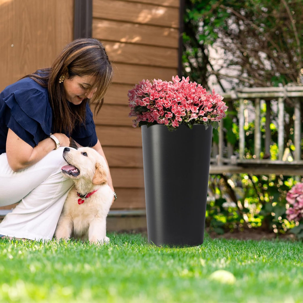 2 Pack Tall 21.7 in Planters for Outdoor Plants