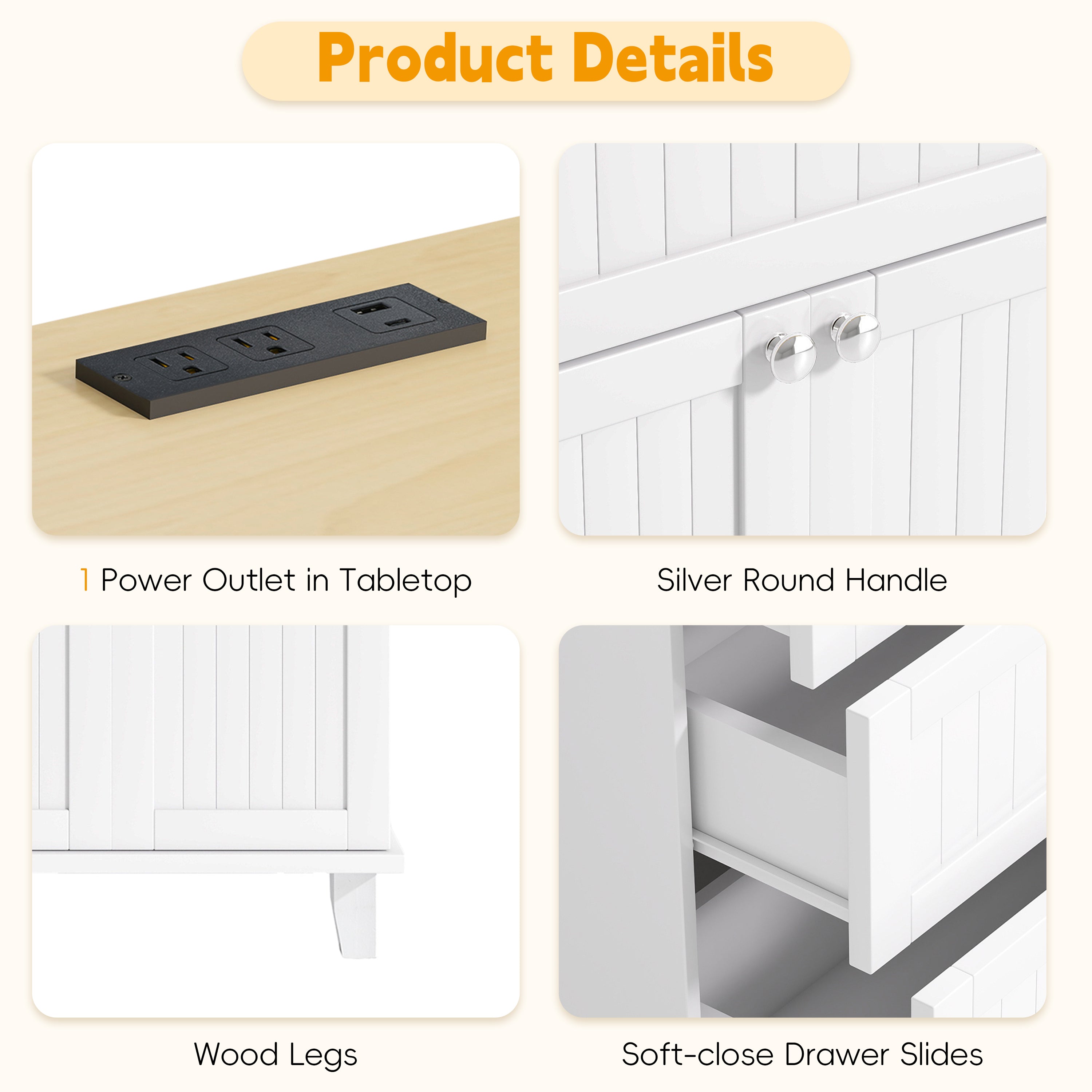 Topmax Farmhouse Kitchen Island with Drop Leaf and 2 Seatings