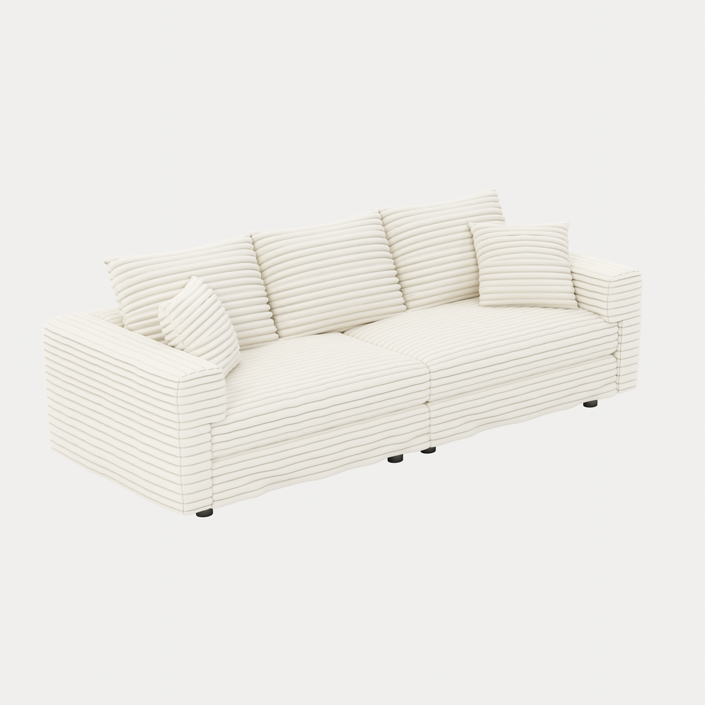 82.7" Plush Corduroy 3-Seat Sofa