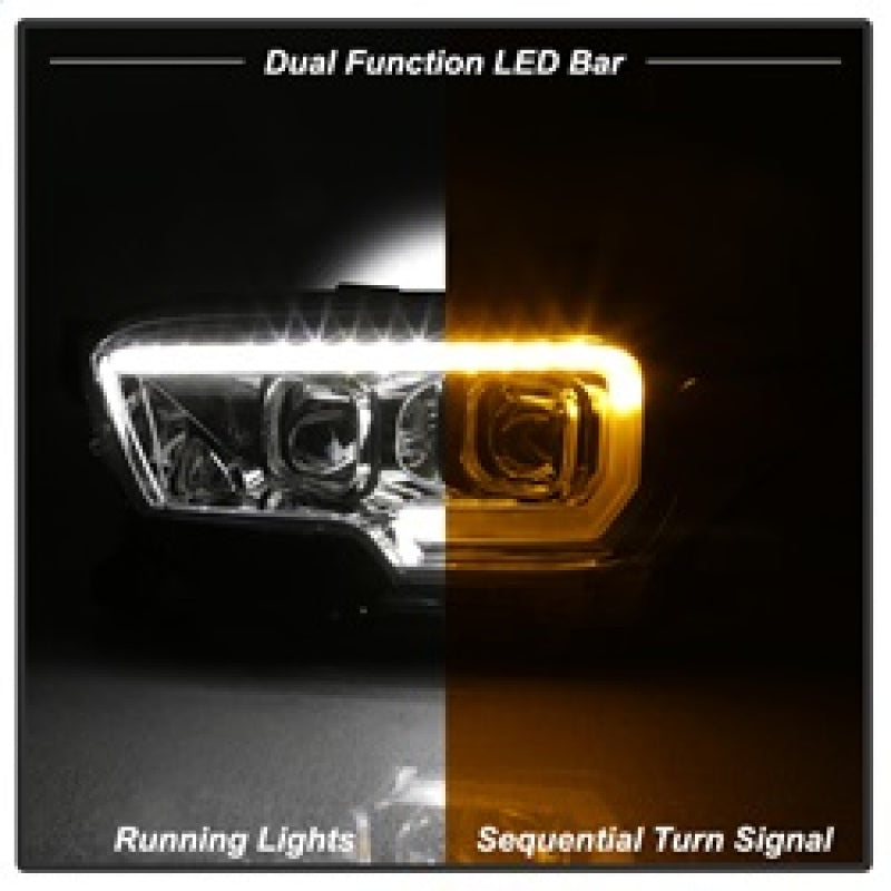 SPYDER xTune Toyota Tacoma 16-18 DRL Light Bar Projector Headlights - Chrome PRO-JH-TTA16-LBDRL-C 9039263
