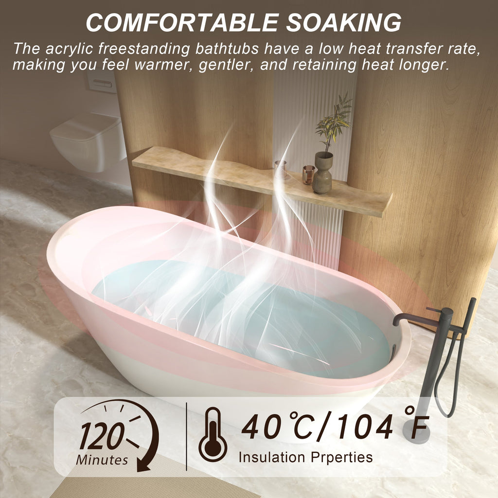 67" Freestanding Slipper Bathtub