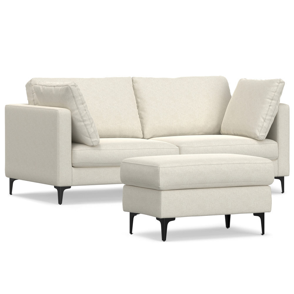 Ava 76 Inch Mid Century Sofa with Ottoman Set