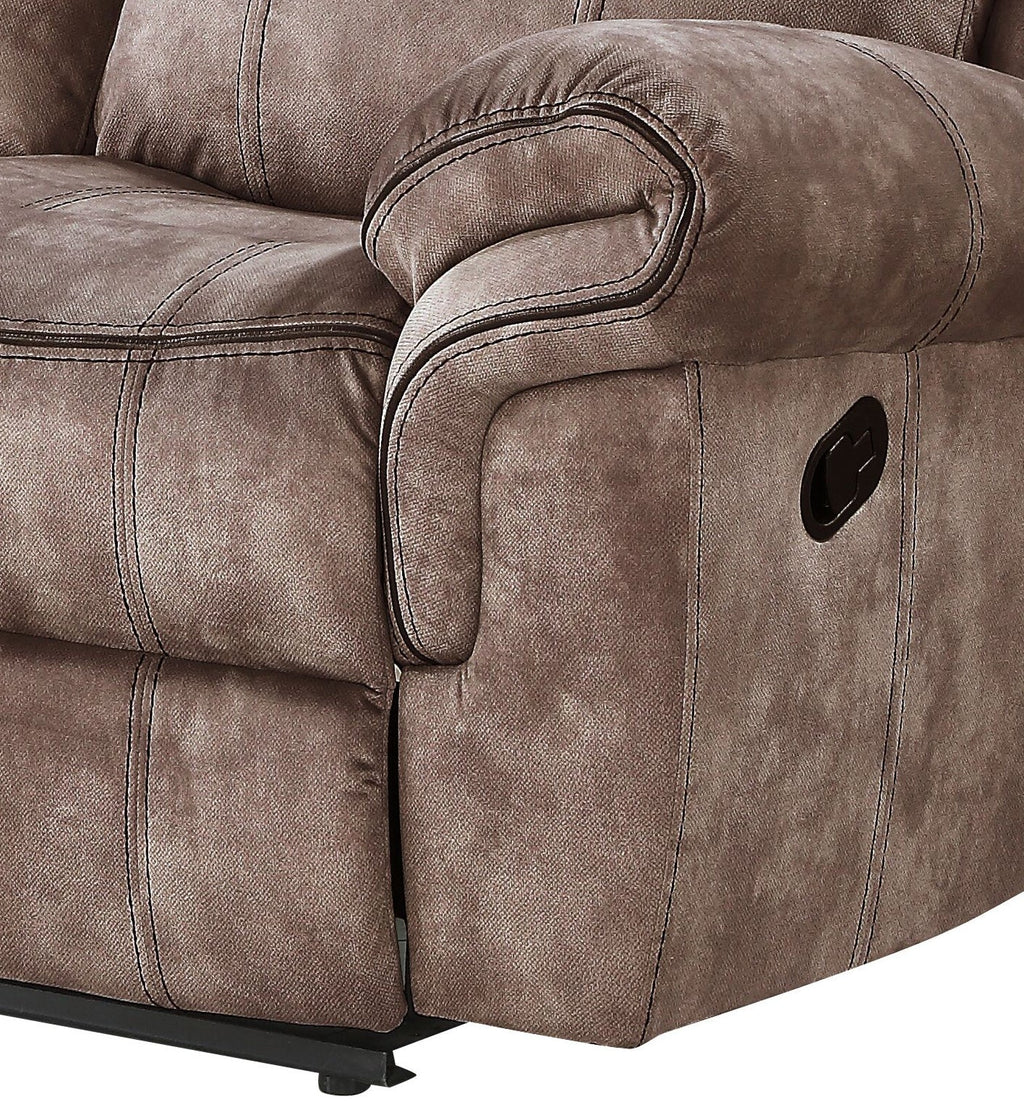 Zubaida Two Tone Chocolate Velvet Recliner Sofa with USB Port & Drop Down Table