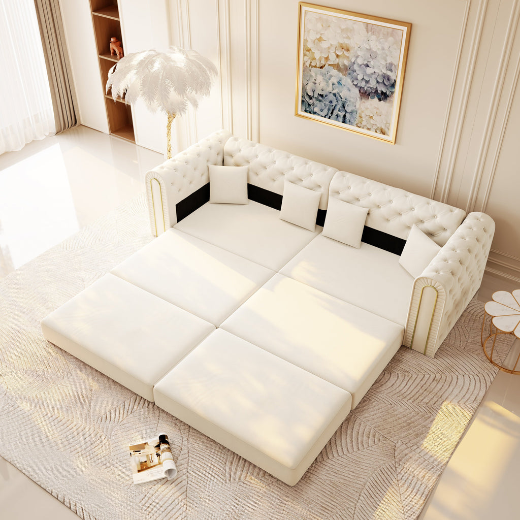 90.6" 3-in-1 Convertible Sleeper Sofa