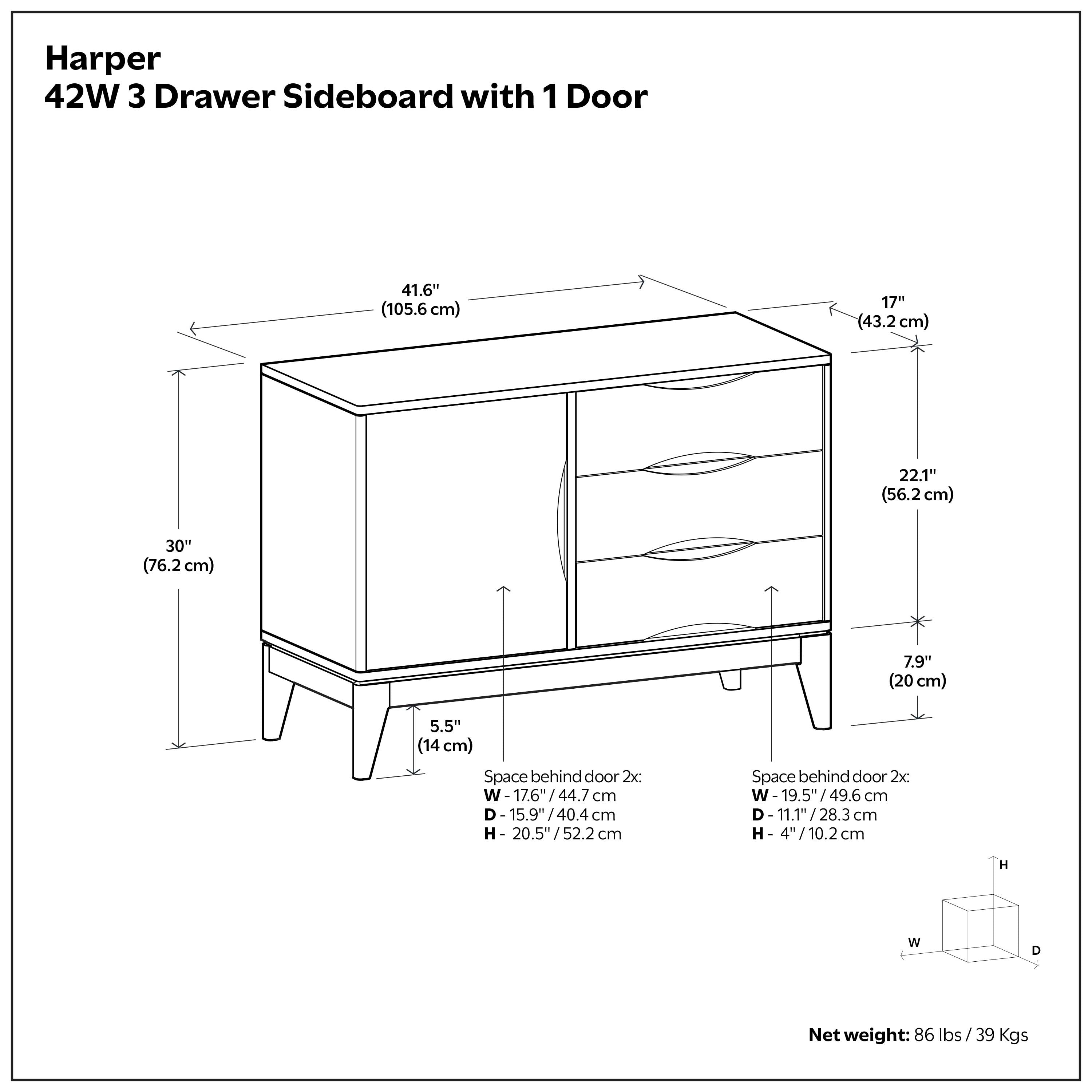 Harper 3 Drawer Sideboard
