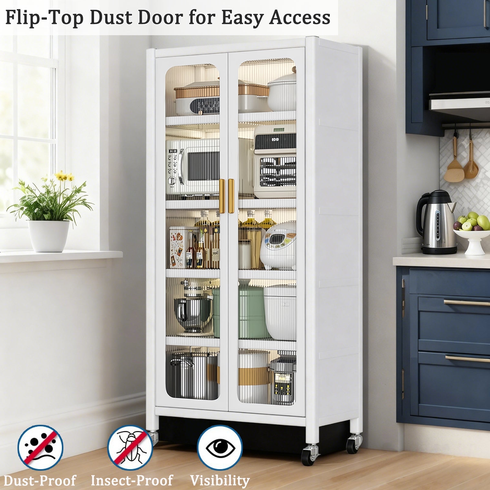 65" Kitchen Pantry Storage Cabinet