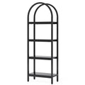 70.86" Tall 4-Tier Black Industrial Bookshelf