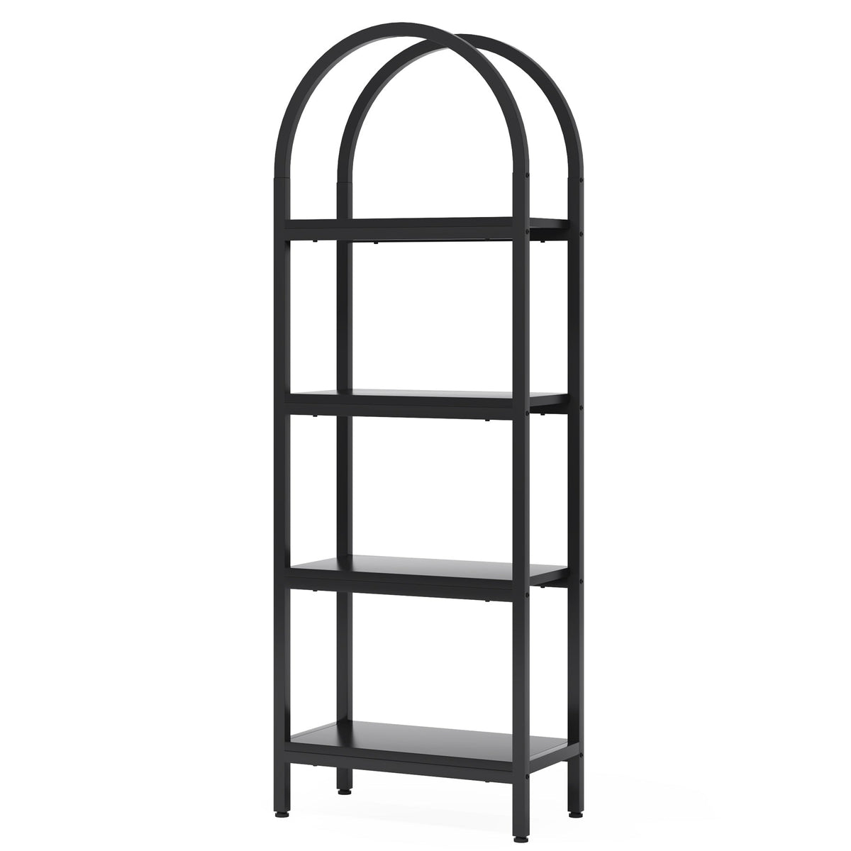 70.86" Tall 4-Tier Black Industrial Bookshelf