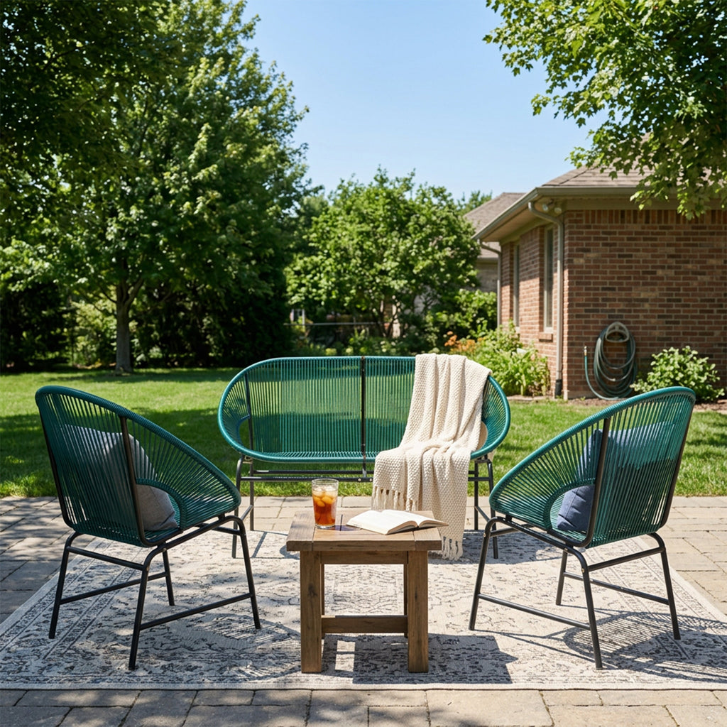 Nusa Outdoor Patio Wicker 3-Pcs Chat Set