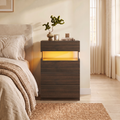 Nightstand with LED Lights and 4 Drawers