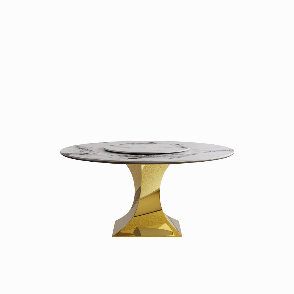 59" Round Sintered Stone Dining Table Set
