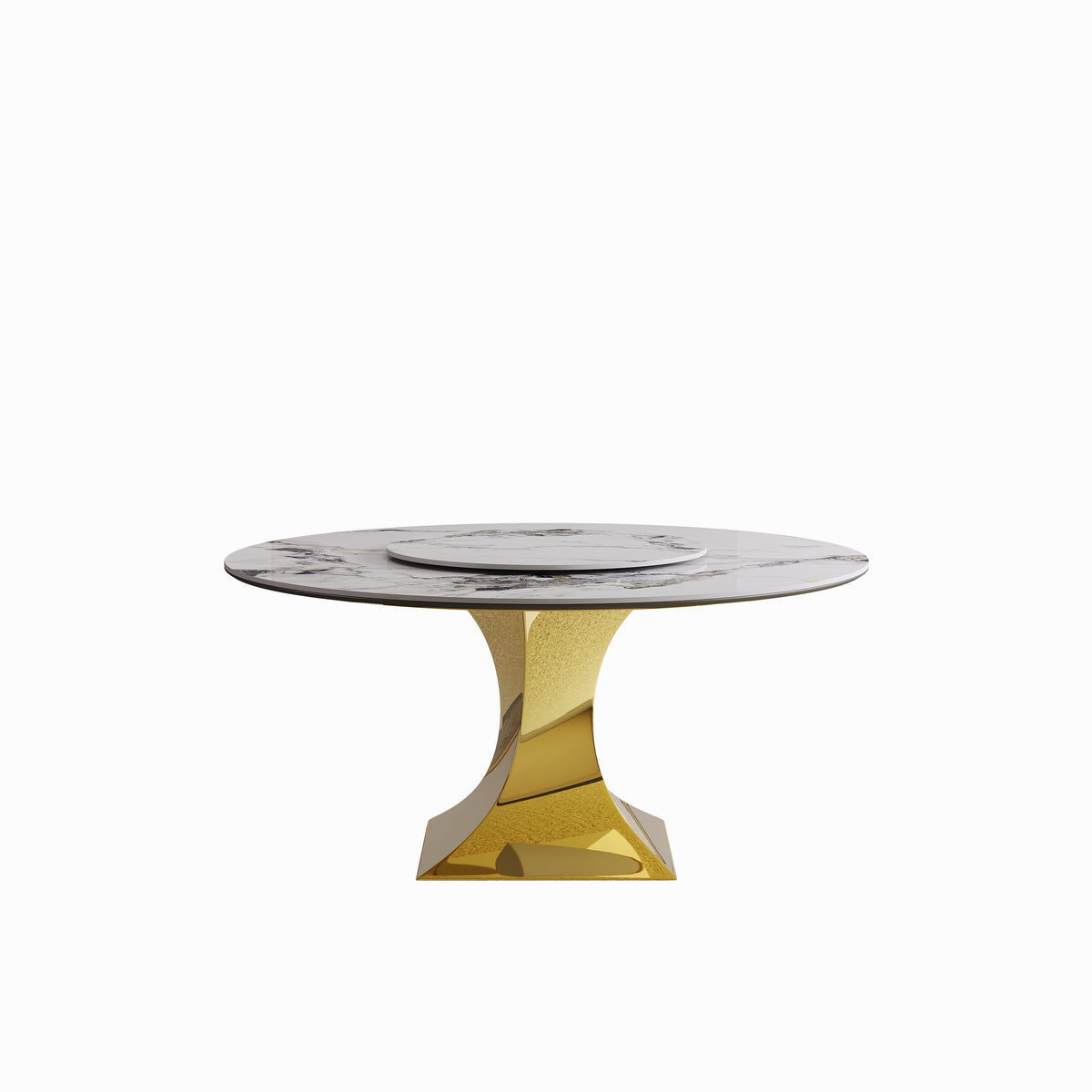59" Round Sintered Stone Dining Table Set