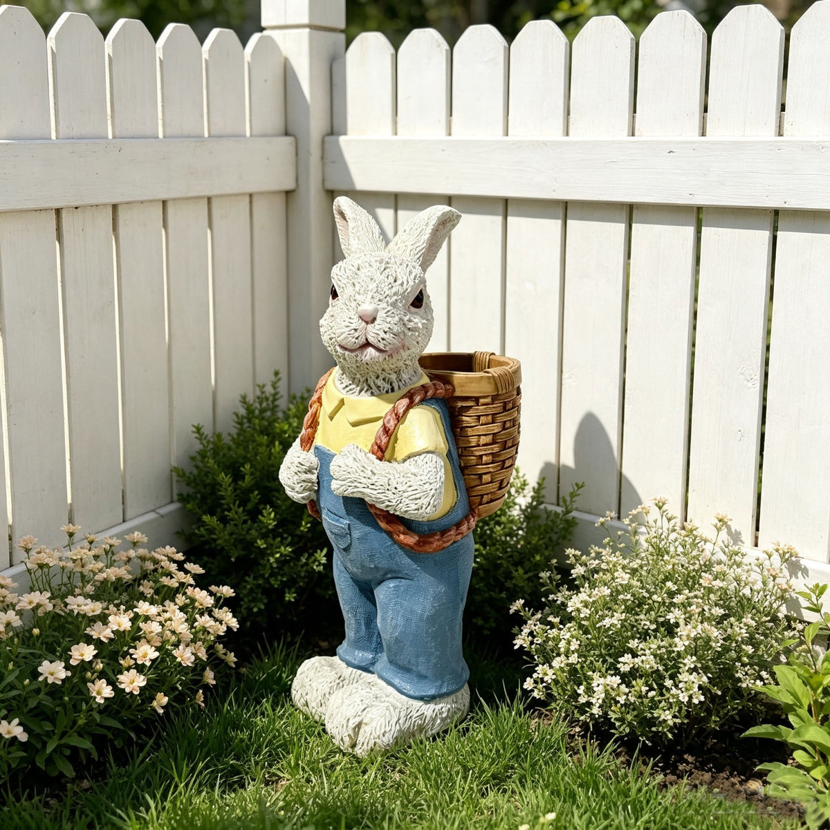 Simulated Couple Rabbit Statue Flower Pot Ornament