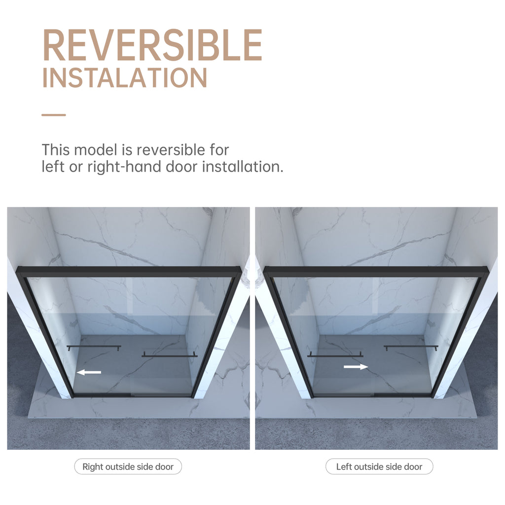 56-60"x70" Aluminum Frame Double Sliding Shower Door
