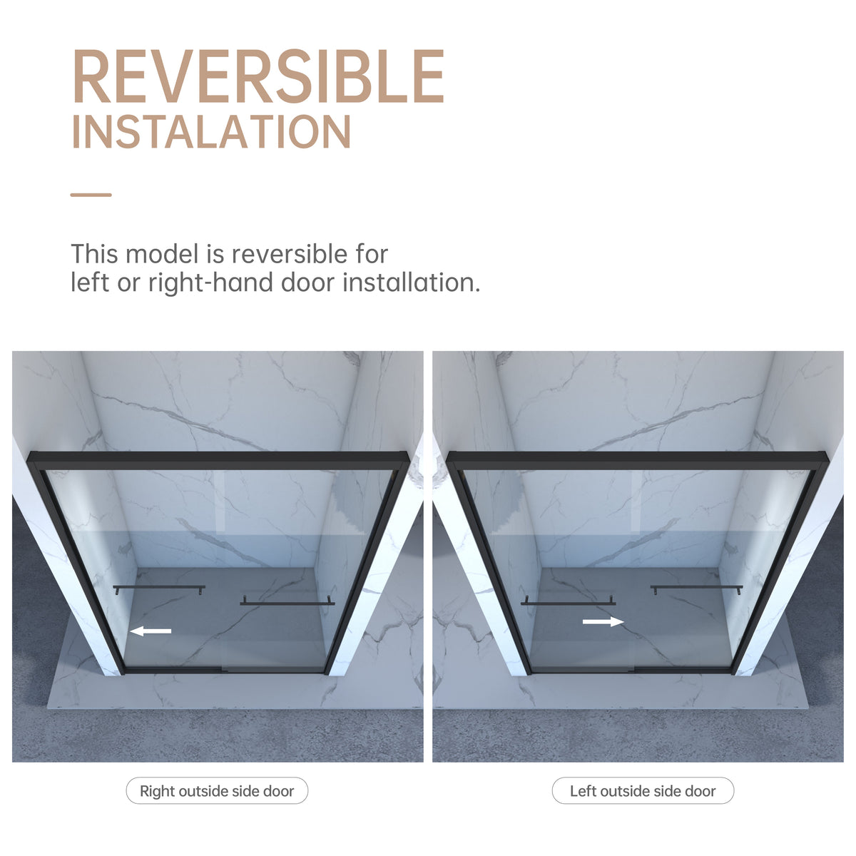 56-60"x70" Aluminum Frame Double Sliding Shower Door