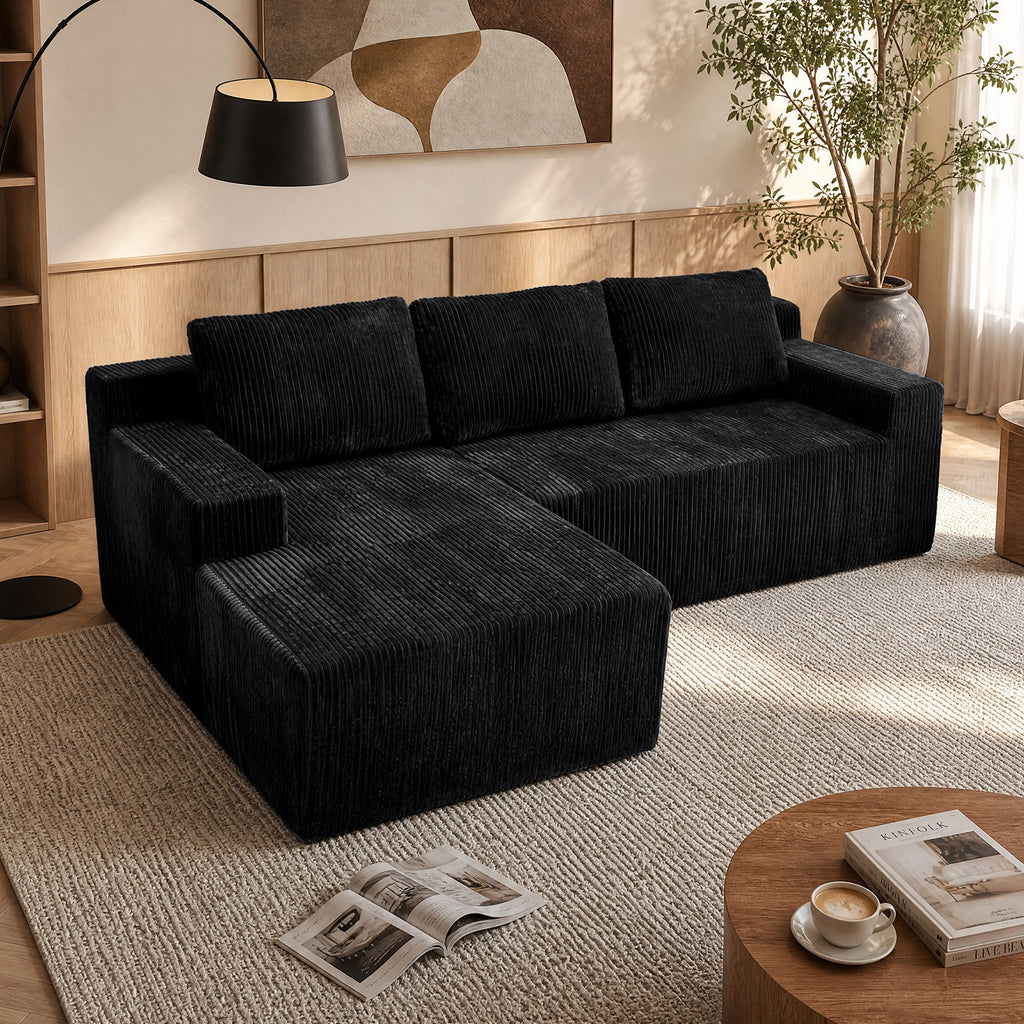 Corduroy Modular L Shaped Sectional Sofa
