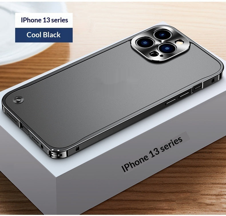 Magnetic Metal-frame Lens Case With Frosted Transparent Design And Seahorse Clasp For Phones