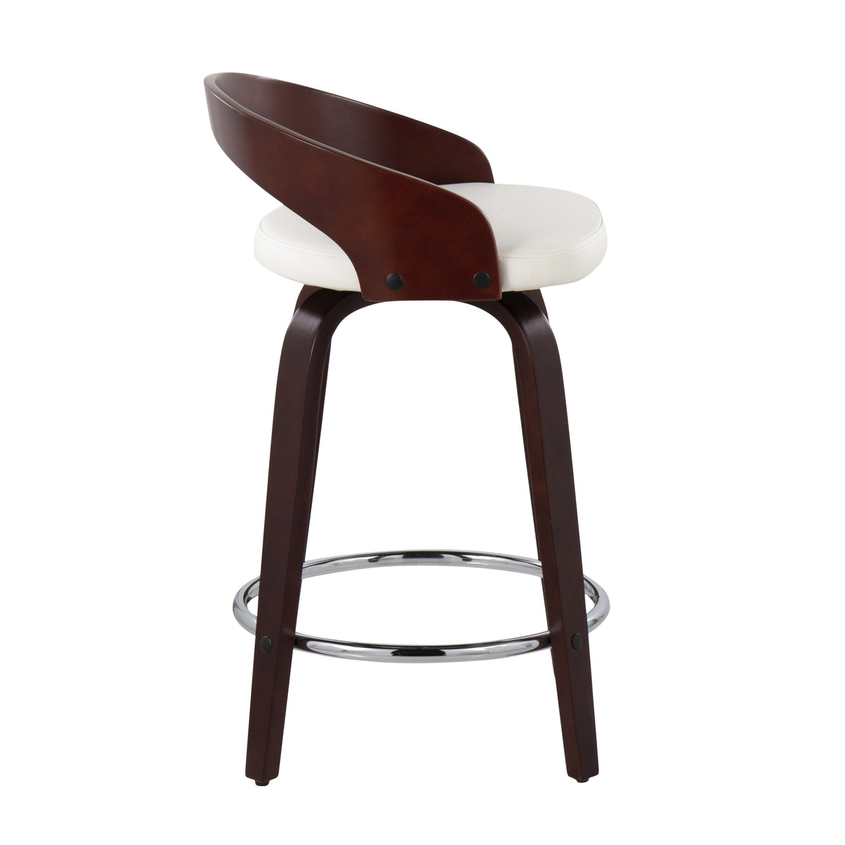Mid-Century Modern Counter Stool with Swivel in Cherry