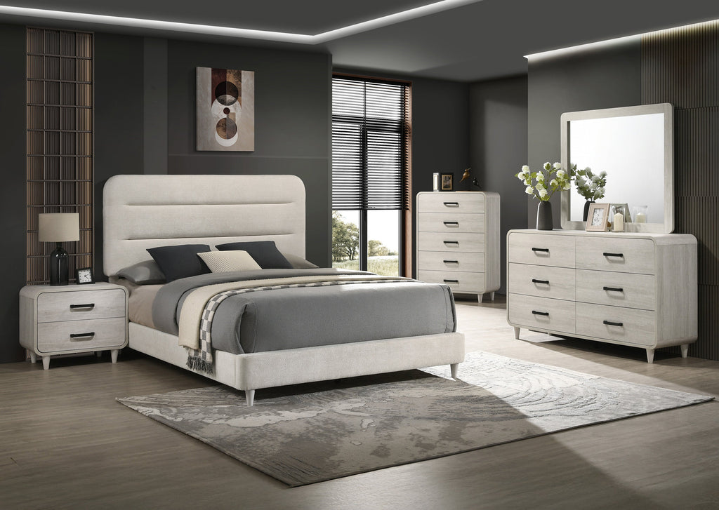 Plush Upholstered Design 1pc Queen Size Panel Bed