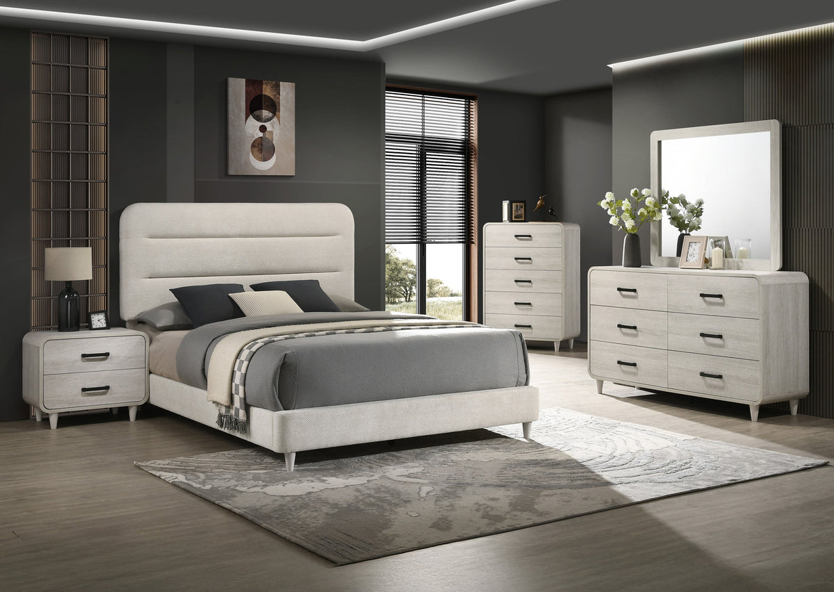 Plush Upholstered Design 1pc Queen Size Panel Bed