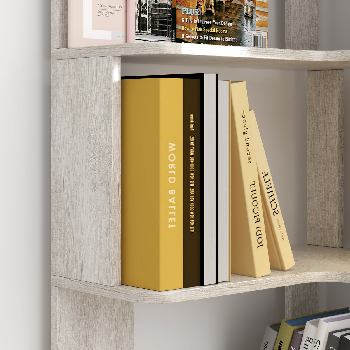 6 Tier Freestanding L-Shaped Corner Bookshelf