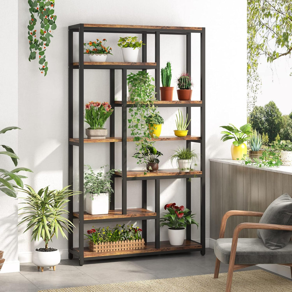 78.7" Extra Tall 7-Tier Industrial Vintage Rustic Bookcase