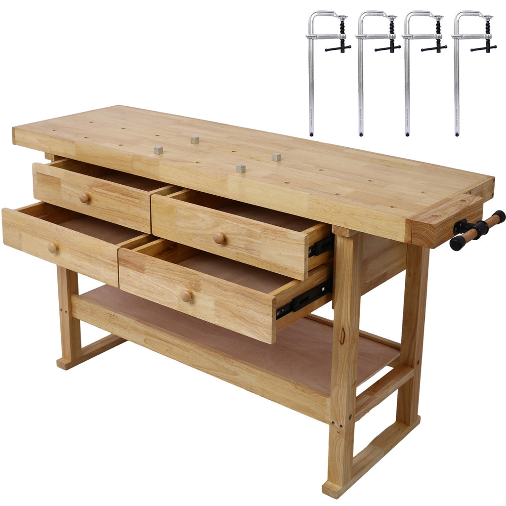 60in Workbench with 4 Drawers and Bar Clamps Set