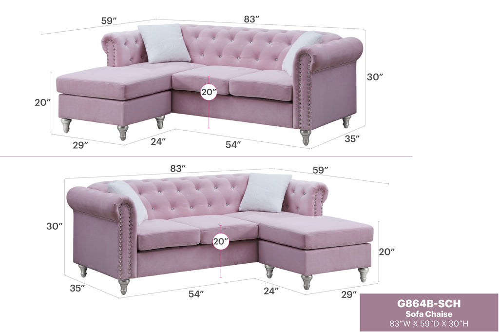 Raisa G864B-SCH Sofa Chaise